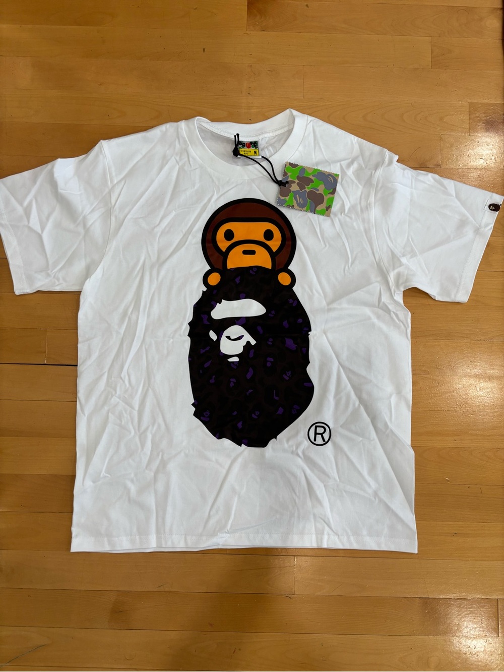 A Bathing Ape White Short Sleeve Graphic Tee - Ape Head Print